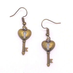 3 for $25/ Antique Bronze Style Handmade Key Earrings C NWT